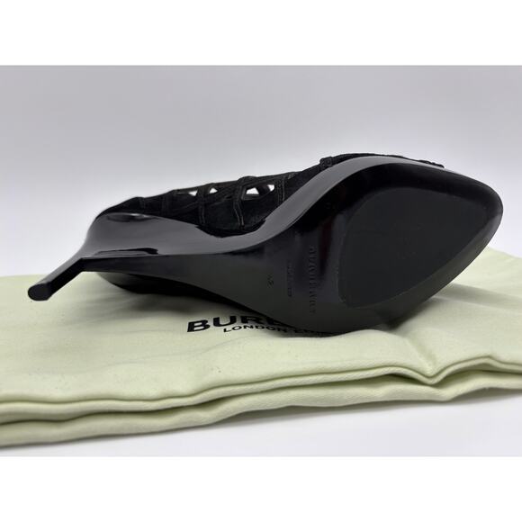 Burberry "Prorsum" Edenside Laser-Cut Suede Caged Peep-Toe Ankle Boots Size 42 - Picture 3 of 7